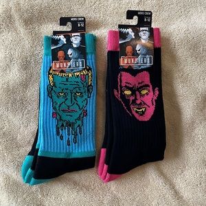 Universal Monsters Frankenstein and Dracula socks